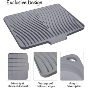 LunaLulinlk Silicone Dish Drying Mat for Kitchen Counter, Drying Mat with Drain Lid, Dish Drying Pad for Multiple Usage (16”X13”Grey ) - 1 of 4