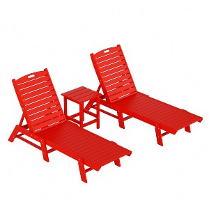 WestinTrends 3 Pieces Poly Outdoor Patio Chaise Lounge Chair with Side Table Set - 1 of 4