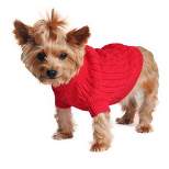 Cotton Cable Knit Dog Sweater - Red