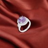 Slickblue Purple Amethyst Cocktail Ring for Women – Rhodium-Plated with Oval Cubic Zirconia, Size Options 5-10 - 2 of 4