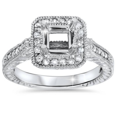 Pompeii3 1/3ct Vintage Princess Cut Engagement Ring Setting 14K White Gold