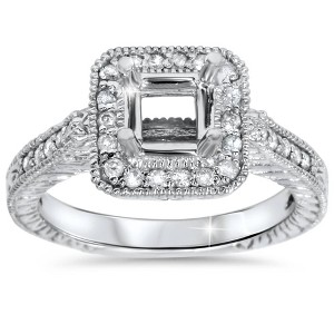 Pompeii3 1/3ct Vintage Princess Cut Engagement Ring Setting 14K White Gold - 1 of 4