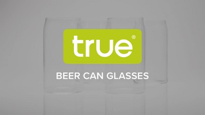 True Beer Can Pint Glass, Clear Glass Beer Cup, Set of 4, Holds 16 Ounces,  Dishwasher Safe, Beer Can Shape, Tapered Lip, Craft Beer Glass