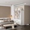 FUFU&GAGA  3-Color LED Lit Glass Door Wardrobe with Drawers,Farmhouse Armoire,Multi-Storage Closet Organizer,Large Capacity Bedroom Organizer,White - 2 of 4