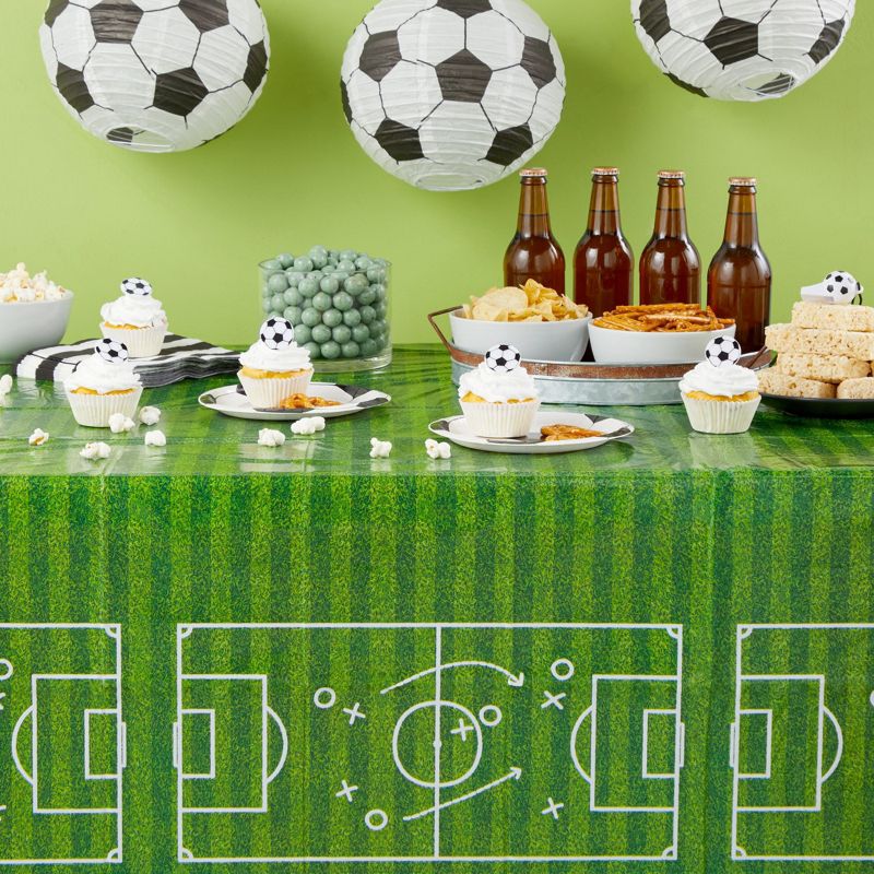 Blue Panda 3 Pack Grass Table Cloth, Sports Themed Birthday Party Supplies, 54x108 in, 2 of 7