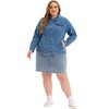 Agnes Orinda Women's Plus Size Classic Denim Frayed Washed Jean Jackets - 3 of 4