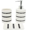 Home Mart Goods White Black Striped Dolomite Bathroom Accessories Set - Soap Dispenser, Soap Dish & Tumbler - 2 of 4