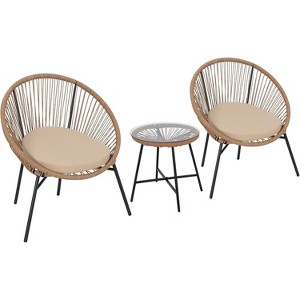 3-Piece Acapulco Patio Set – All-Weather Woven Chairs & Tempered Glass Table for Balcony/Deck - 1 of 4