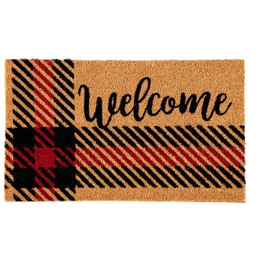 Welcome Plaid Doormat