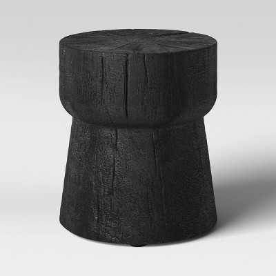 Black wood store stump side table