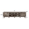 Chic Crate - 80" Farmhouse TV Stand w/ Barn Door & Open Shelves - Rustic Media Console for Living Room - Weathered Grey - 4 of 4
