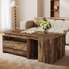 Tribesigns Extendable Coffee Table, 47"-70" Length Wooden Center Table with Drawer, Reversible Table with Storage for Living Room, Rustic Brown - 4 of 4