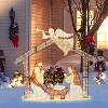 LuxenHome 5.7Ft x 4.75Ft Nativity Scene with Angel Outdoor Holiday Decoration with Lights Brown, Beige - 3 of 4