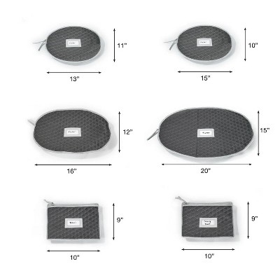 LunaLulinlk Quilted Cases Gray Craft & Hobby Storage Bags & Cases for Fine China, Set of 6