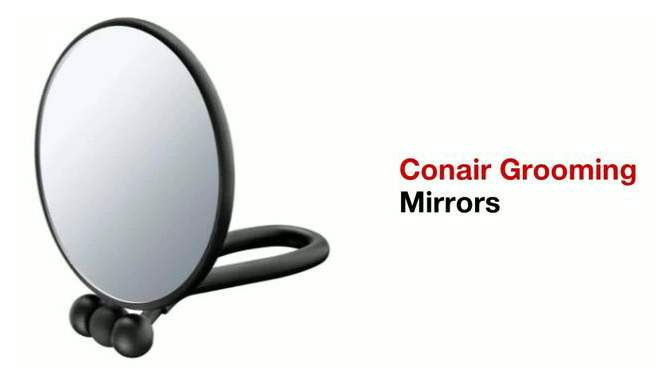 Conair Perfect Position 2-Sided Round Mirror - 1x/5x Magnification - Handheld/Hang/Stand -  Black or Charcoal, 2 of 6, play video