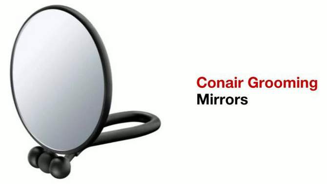 Conair Perfect Position 2-Sided Round Mirror - 1x/5x Magnification - Handheld/Hang/Stand -  Black or Charcoal, 2 of 6, play video