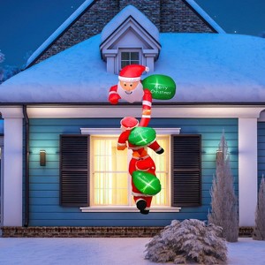 Angel Sar 8FT Giant Inflatable Santa with LED Lights, 3 Santa Designs + 3 Merry Christmas Signs, Quick Plug-In Outdoor Indoor Holiday Decoration - 1 of 4