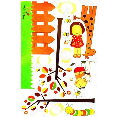 Slickblue Cute Giraffe and Bee Wall Stickers, Waterproof Vinyl Décor for Kids' Rooms - 23.6" x 35.4"