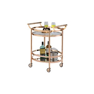 Royal Hampton Oval Metal Serving Cart, Clear Glass & Copper - 1 of 4