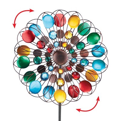Collections Etc Multicolor Sparkling Double Spinner Yard Stake