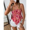 Women's Frill Shirred Ruffle Hem Strapless Tube Top Sleeveless Pleated Peplum Bandeau Blouse - 4 of 4