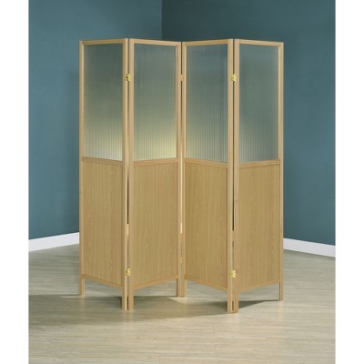 Vynxaria Florentin Natural 4-Panel Room Divider Folding Shoji Screen