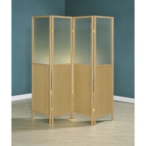 Vynxaria Florentin Natural 4-Panel Room Divider Folding Shoji Screen - 1 of 4