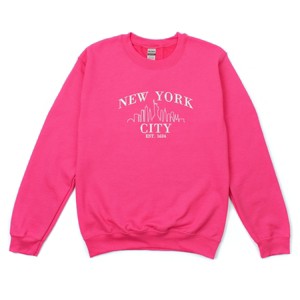 Simply Sage Market Embroidered New York City Sweatshirt - 2XL - Raspberry - 1 of 4