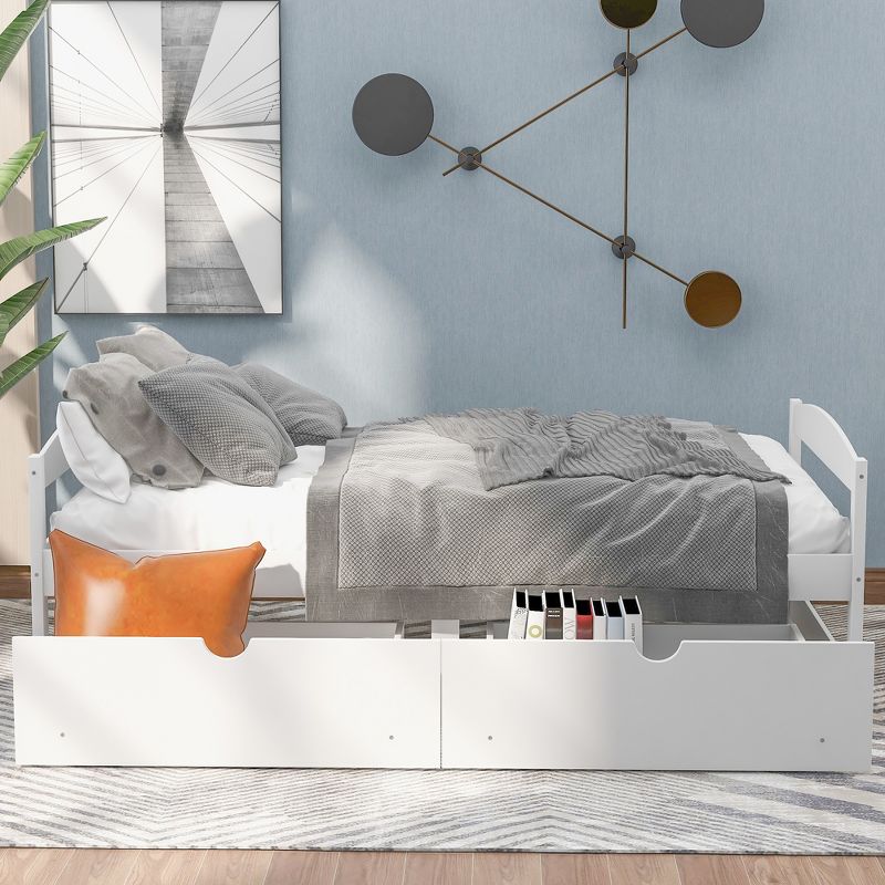 Twin Size Platform Bed with Two Drawers - ModernLuxe, 3 of 12