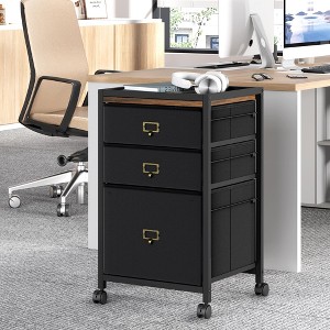 Rolling File Cabinet, Small Underdesk Vertical Filing Cabinets with Fabric Drawers, 4 Wheels & Metal Frame, A4/Letter Size Storage Organizer - 1 of 4