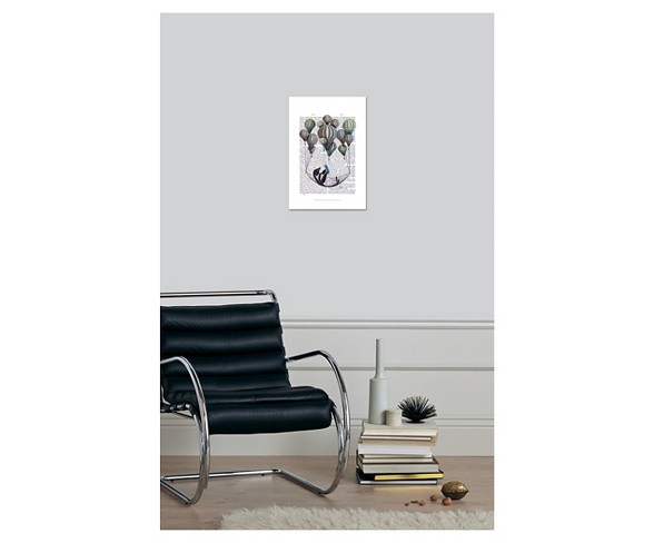 Penguin in Hammock Balloon by Fab Funky Unframed Wall Art Print