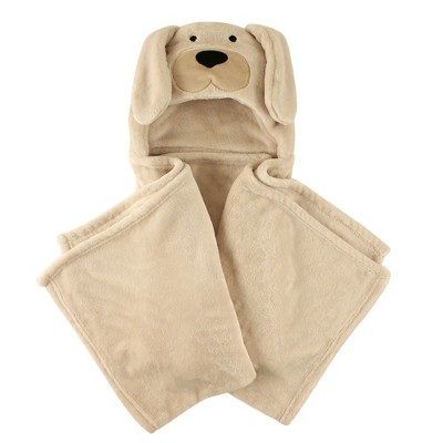 Hudson Baby Infant Hooded Animal Face Plush Blanket, Dog, One Size