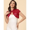 INSPIRE CHIC Women's Lace Stand Collar Pearl Button Short Sleeve Cropped Shrug - 3 of 4