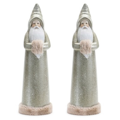 Melrose Glittered Santa Statue (Set of 2)