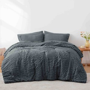 BAGOKIE 7 Pieces Seersucker California Bed in a Bag Comforter Set - 1 of 4