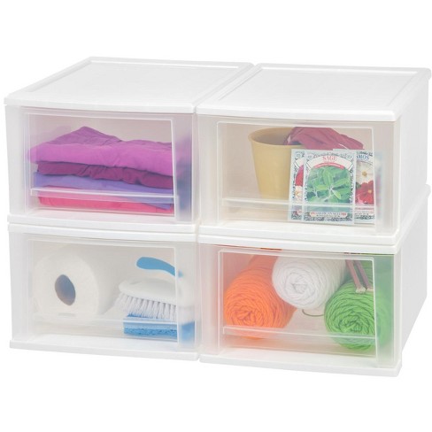 Iris Usa 4pack 17qt Medium Stackable Plastic Drawers For Clothes, White :  Target