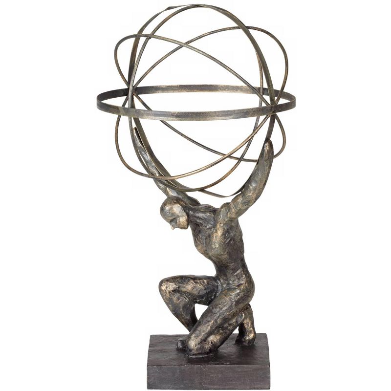 Studio 55D Atlas with Globe 17 1/4" High Bronze Sculpture, 3 of 7