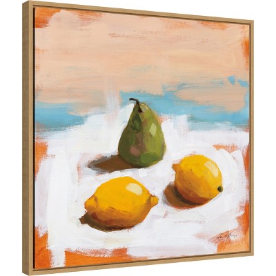 Sylvie Maple Framed Green Pear and Lemons Canvas Print