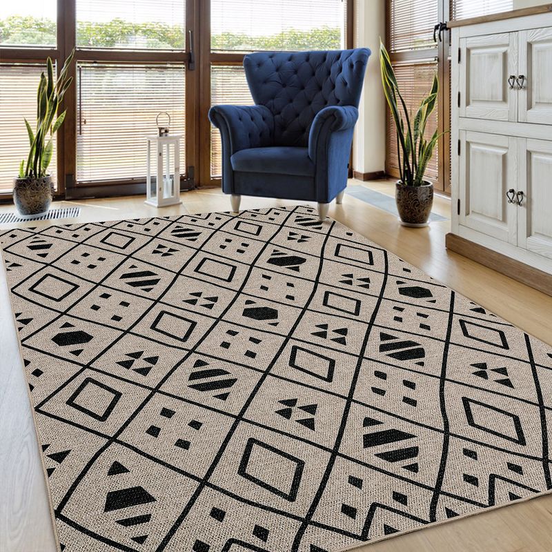 Modern Geometric Area Rug Easy Jute Rug Washable Front Area Rug Non Slip Floor Carpet Washable Kitchen Mat Contemporary Dining Room Rug, 2 of 9