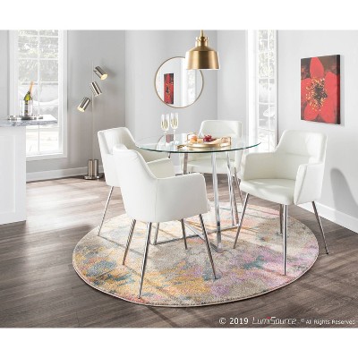 Cosmo 39.5" Chrome and Clear Glass Round Dining Table