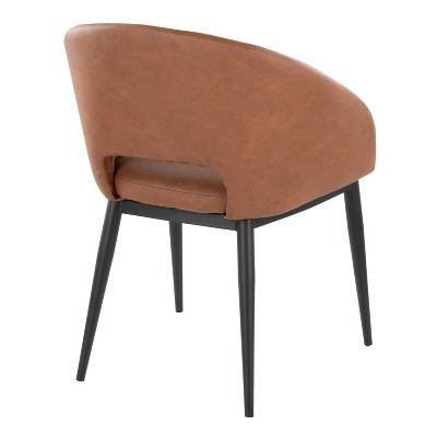 Camel Faux Leather Upholstered Side Chair with Black Metal Legs