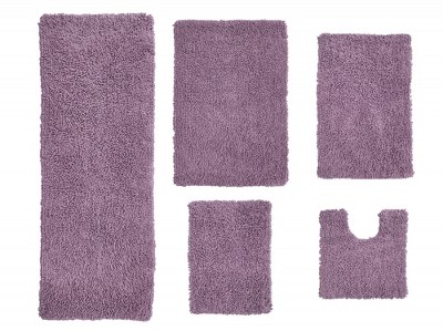 Set Of 5 Fantasia Bath Rug Collection Purple Cotton Shaggy Pattern ...