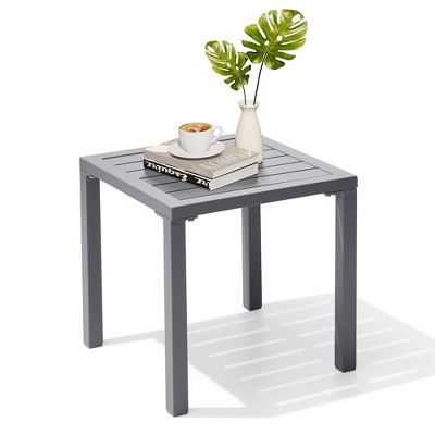 Crestlive Products Aluminum Outdoor Side Table Pool Lounge Chair Side Table Weather Resistant Small Square Coffee End Table