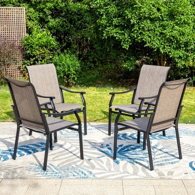 Captiva Designs Outdoor Patio Dining Texliene Armrest Chairs with Steel Frame