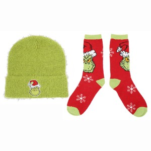 Grinch Adult Beanie and Knee High Sock Set - 1 of 4