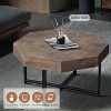 Coffee Table, Vintage Patchwork Craft Farmhouse Side Table, Octagonal Wooden Side Table, Cross Metal Legs for Living Room Bedroom Balcony Home Office - 2 of 4