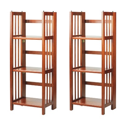 Casual Home 3-Shelf Folding Stackable Bookcase 27.5 Wide - Mahogany