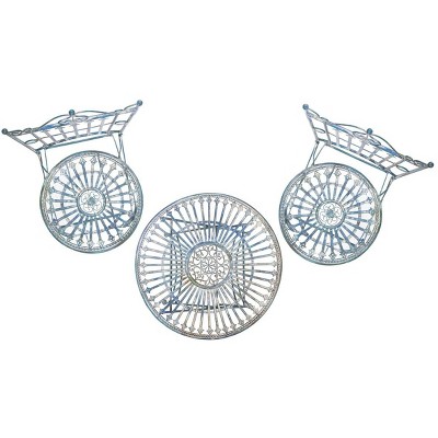 Belen Antique Blue Iron 3-Piece Outdoor Bistro Set