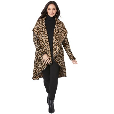 Jessica London Women's Plus Size Faux Leather-Trim Sweater
