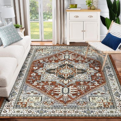 Garvee Vintage Area Rugs, Ultra-Soft Non-Slip Stain Resistant Print Floor Carpet for Living Room Bedroom